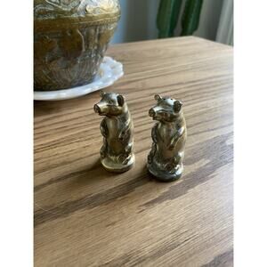 Vintage Pig Salt & Pepper Shakers Metal Silver Tone Figures Farmhouse